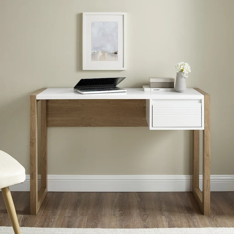 Bureau d'écriture bicolore à un tiroir