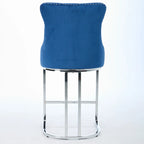Tabourets de bar modernes (lot de 2) avec dossier capitonné, garniture cloutée et piètement en métal chromé 25 po