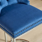 Tabourets de bar modernes (lot de 2) avec dossier capitonné, garniture cloutée et piètement en métal chromé 25 po