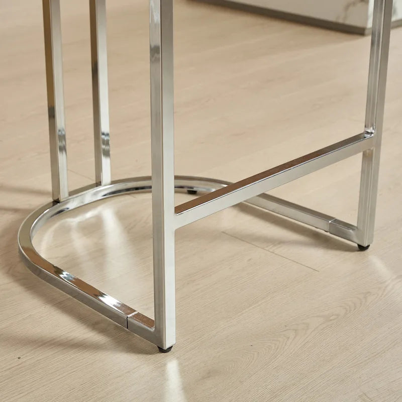 Tabourets de bar modernes (lot de 2) avec dossier capitonné, garniture cloutée et piètement en métal chromé 25 po