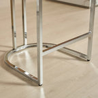 Tabourets de bar modernes (lot de 2) avec dossier capitonné, garniture cloutée et piètement en métal chromé 25 po
