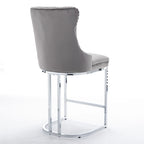 Tabourets de bar modernes (lot de 2) avec dossier capitonné, garniture cloutée et piètement en métal chromé 25 po