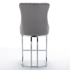 Tabourets de bar modernes (lot de 2) avec dossier capitonné, garniture cloutée et piètement en métal chromé 25 po