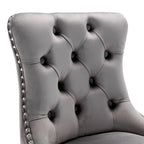 Tabourets de bar modernes (lot de 2) avec dossier capitonné, garniture cloutée et piètement en métal chromé 25 po