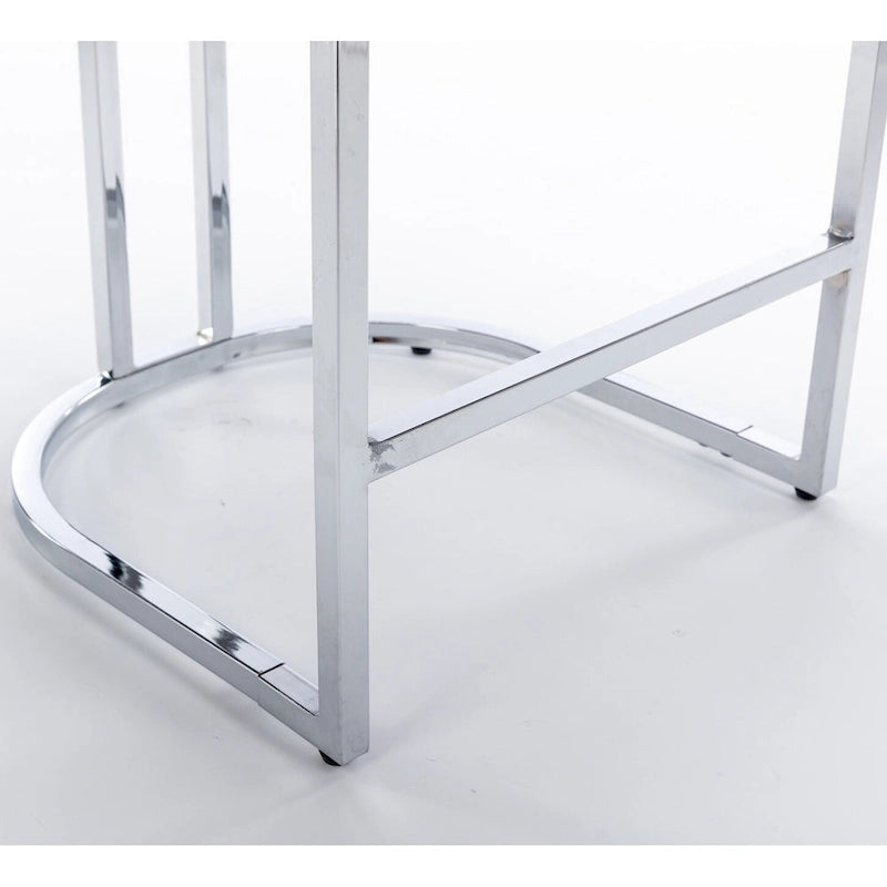 Tabourets de bar modernes (lot de 2) avec dossier capitonné, garniture cloutée et piètement en métal chromé 25 po