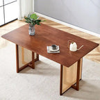 Table en hévéa rétro 59 avec finition noyer