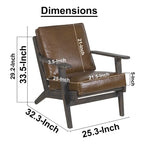 Fauteuil d'appoint, manguier latté fait main, coussins en cuir de buffle, pieds inclinés