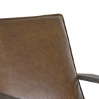 Fauteuil d'appoint, manguier latté fait main, coussins en cuir de buffle, pieds inclinés
