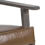 Fauteuil d'appoint, manguier latté fait main, coussins en cuir de buffle, pieds inclinés