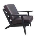 Fauteuil d'appoint, manguier latté fait main, coussins en cuir de buffle, pieds inclinés