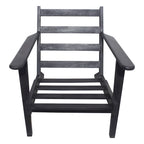 Fauteuil d'appoint, manguier latté fait main, coussins en cuir de buffle, pieds inclinés