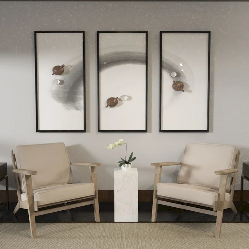 Fauteuil d'appoint, manguier latté fait main, coussins en cuir de buffle, pieds inclinés