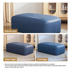 Pouf en cuir véritable capitonné pour salon et chambre à coucher