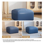 Pouf en cuir véritable capitonné pour salon et chambre à coucher