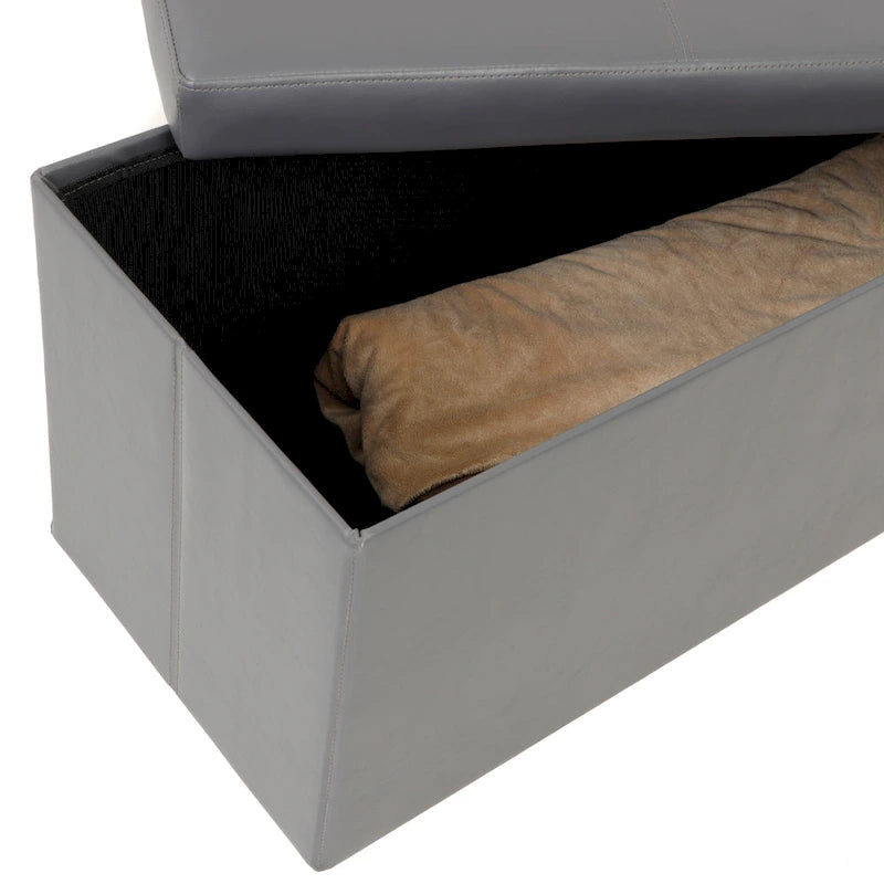 Banc de rangement pliant capitonné - Gris acier