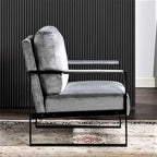 25.4 Fauteuil en velours avec accoudoirs métalliques