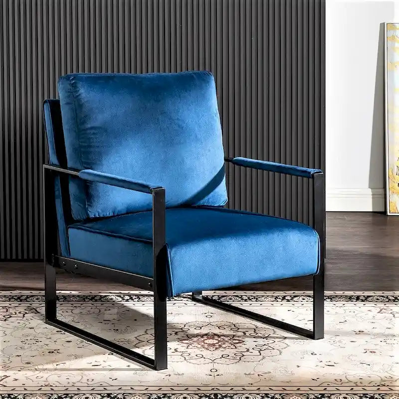 25.4 Fauteuil en velours avec accoudoirs métalliques