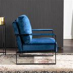 25.4 Fauteuil en velours avec accoudoirs métalliques