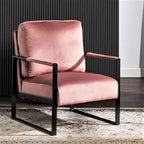 25.4 Fauteuil en velours avec accoudoirs métalliques