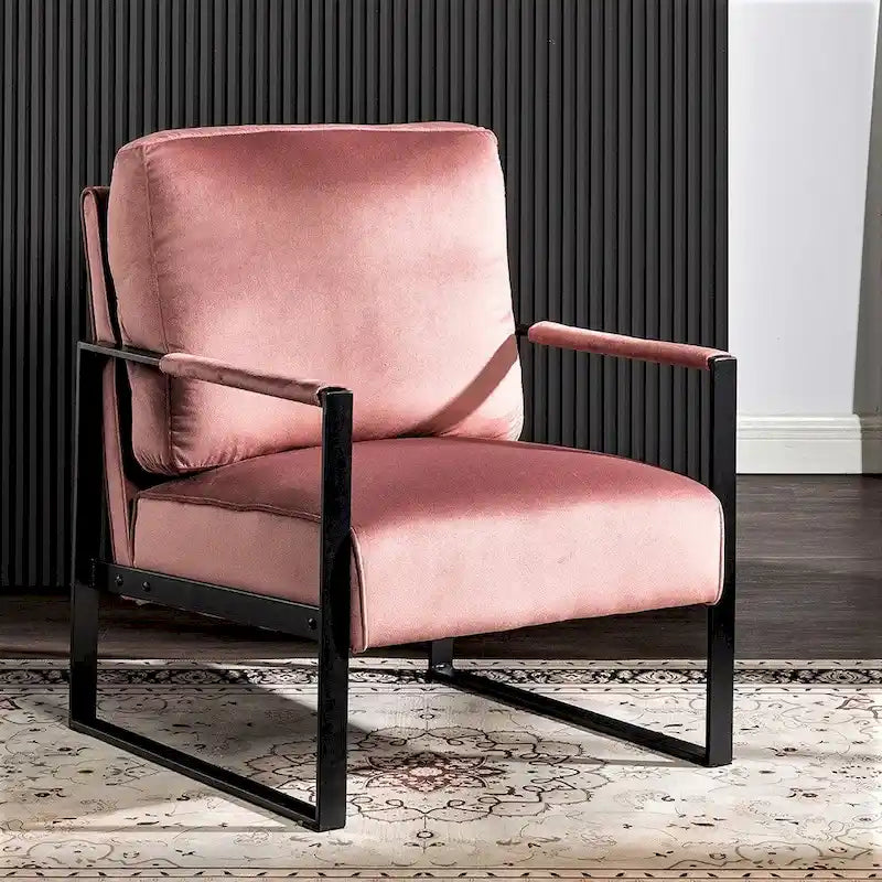25.4 Fauteuil en velours avec accoudoirs métalliques