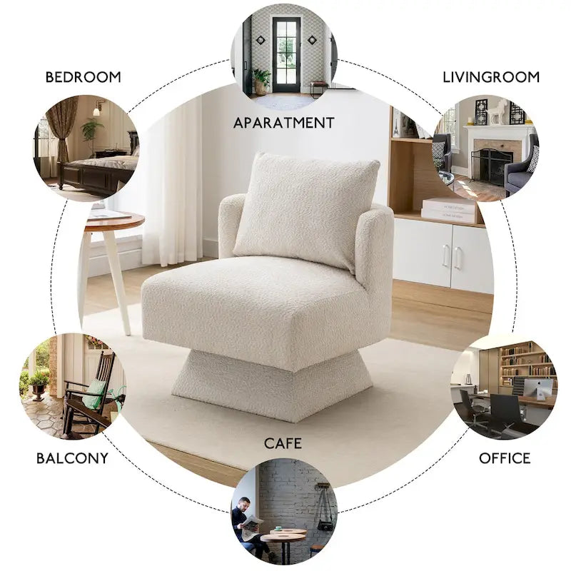 Fauteuils pivotants à 360 degrés en chenille pour salon et chambre à coucher