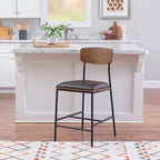 Tabouret de comptoir en métal et similicuir de 63,5 cm