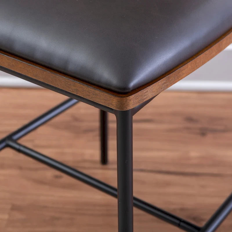 Tabouret de comptoir en métal et similicuir de 63,5 cm
