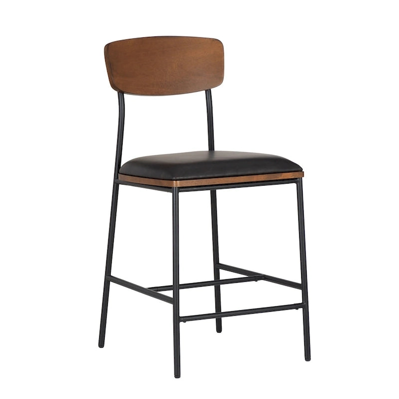 Tabouret de comptoir en métal et similicuir de 63,5 cm