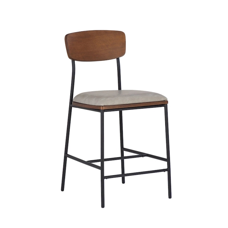 Tabouret de comptoir en métal et similicuir de 63,5 cm