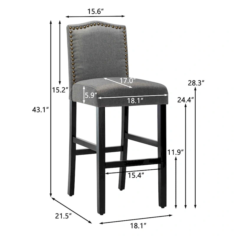 Tabourets de bar rembourrés de 71 cm, chaises de pub (lot de 2)
