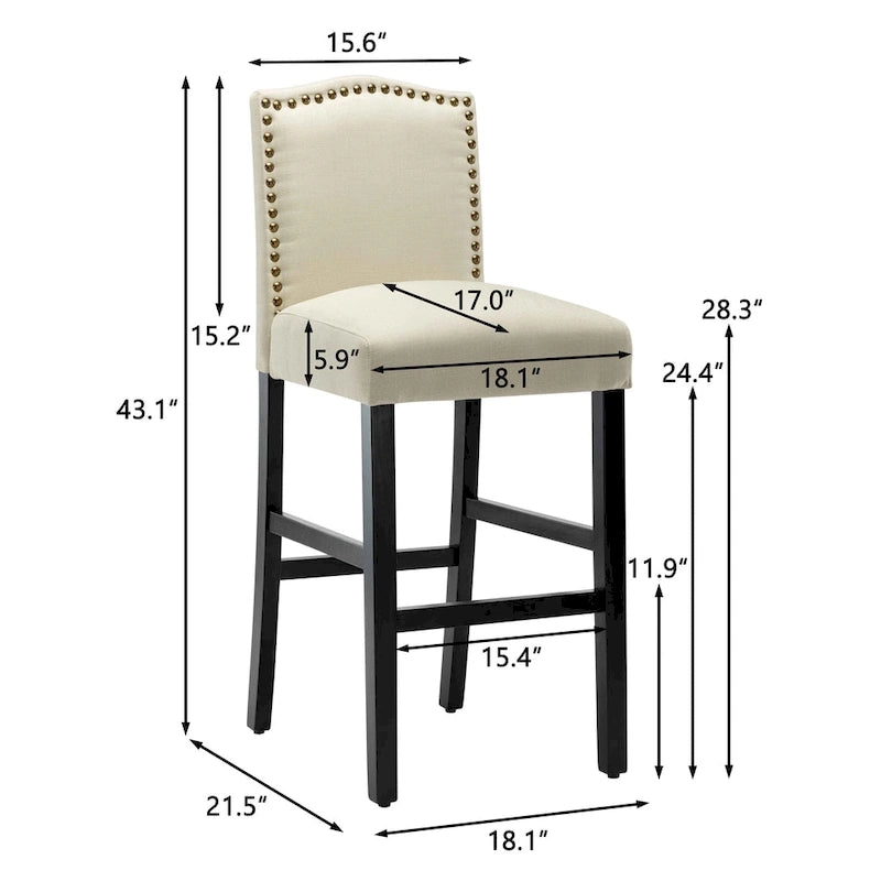 Tabourets de bar rembourrés de 71 cm, chaises de pub (lot de 2)