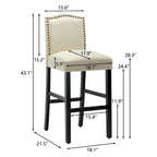 Tabourets de bar rembourrés de 71 cm, chaises de pub (lot de 2)