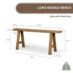 Banc bas 43L en bois naturel pour l'intérieur et l'extérieur, siège pour entrée et patio