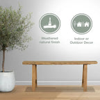 Banc bas 43L en bois naturel pour l'intérieur et l'extérieur, siège pour entrée et patio