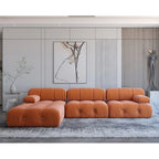 Grand canapé modulable moderne en velours orange