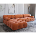 Grand canapé modulable moderne en velours orange