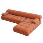Grand canapé modulable moderne en velours orange