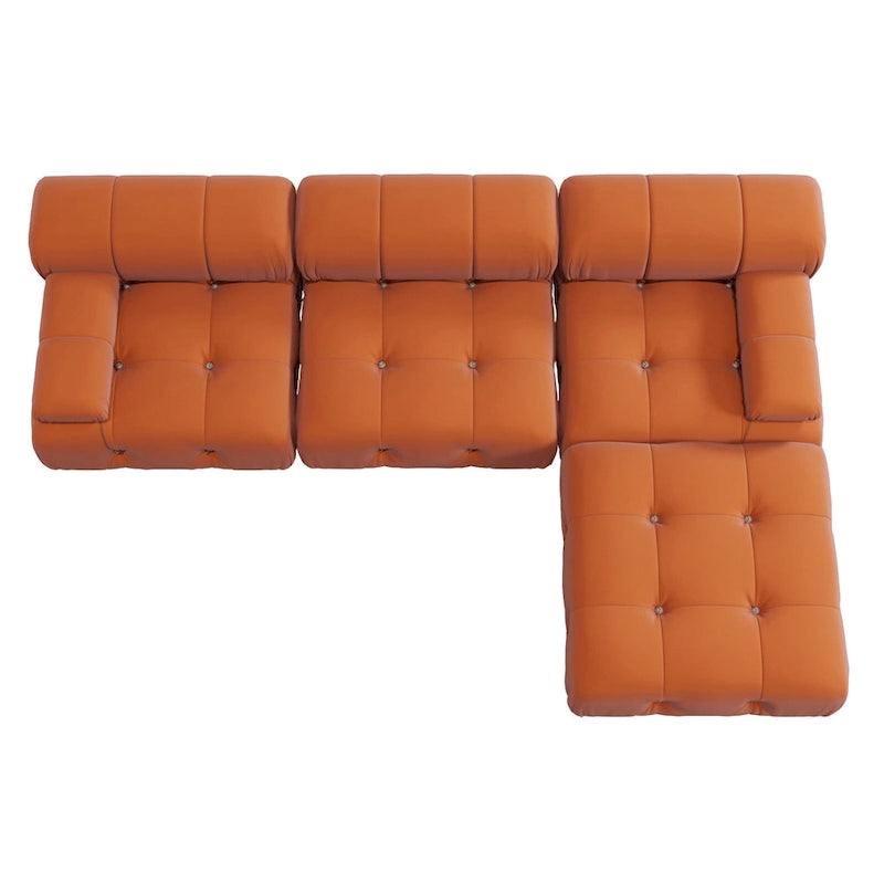 Grand canapé modulable moderne en velours orange