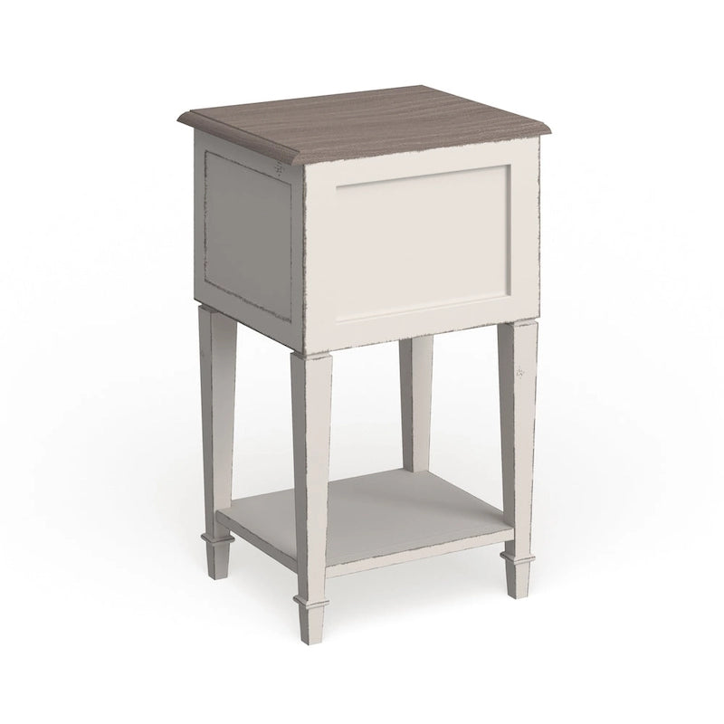 Table de chevet en bois avec finition vieillie chêne Heart and Soil et délavé blanc