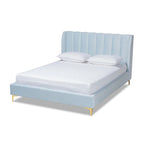 Lit plateforme en tissu velours glamour