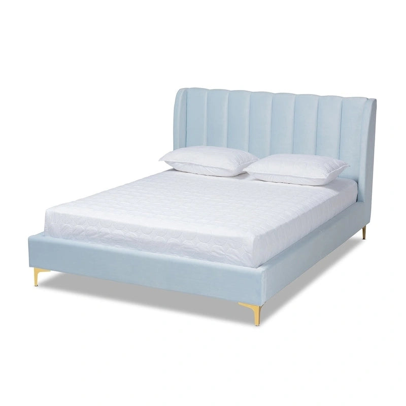 Lit plateforme en tissu velours glamour