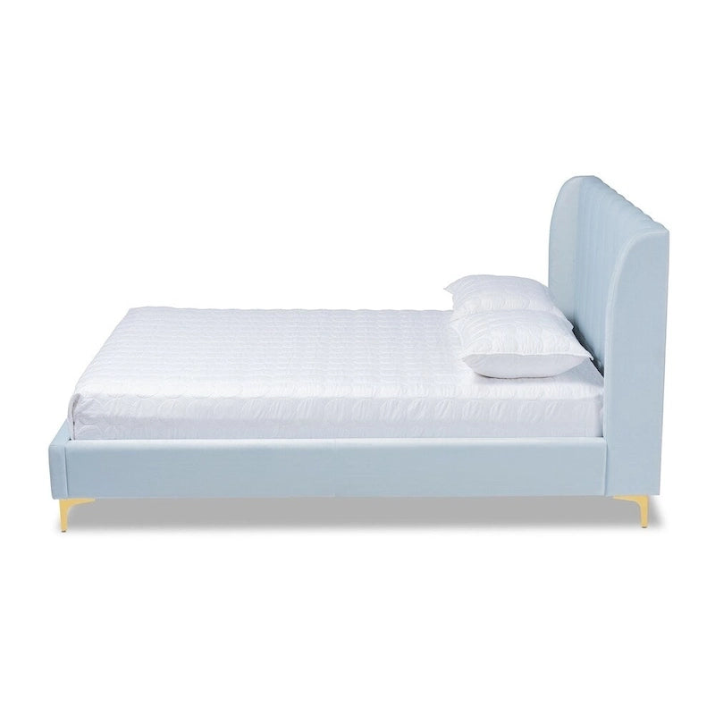 Lit plateforme en tissu velours glamour
