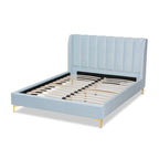 Lit plateforme en tissu velours glamour