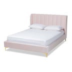 Lit plateforme en tissu velours glamour