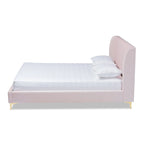 Lit plateforme en tissu velours glamour