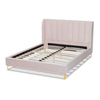 Lit plateforme en tissu velours glamour