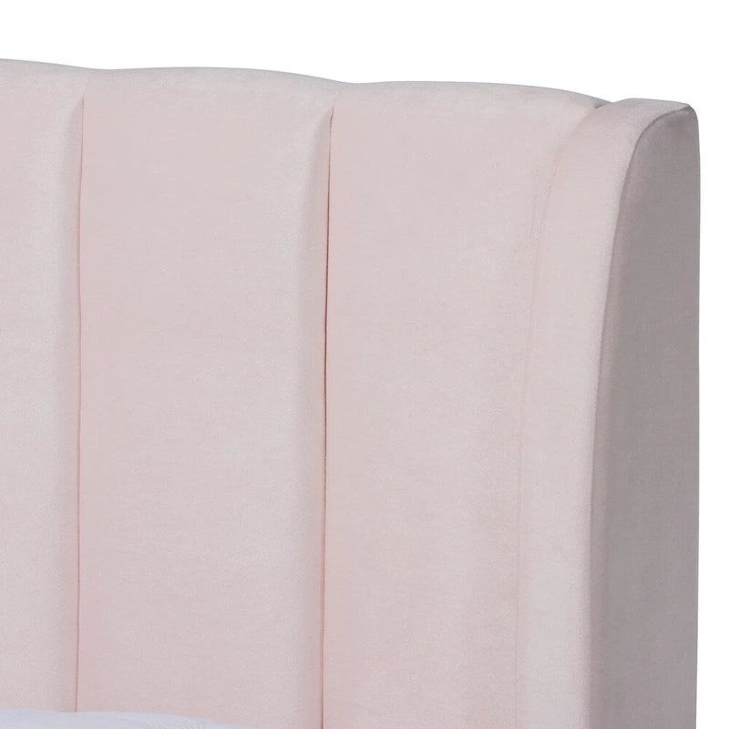 Lit plateforme en tissu velours glamour