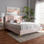 Lit plateforme en tissu velours glamour