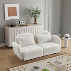 Meuble de salon Canapé paresseux Causeuse Tissu Teddy Blanc