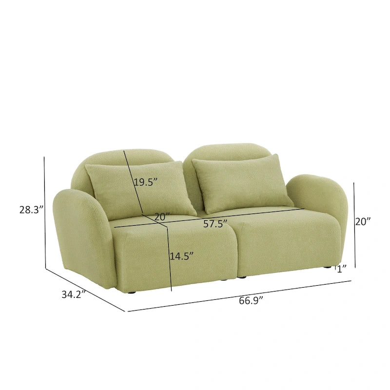Meuble de salon Canapé paresseux Causeuse Tissu Teddy Blanc